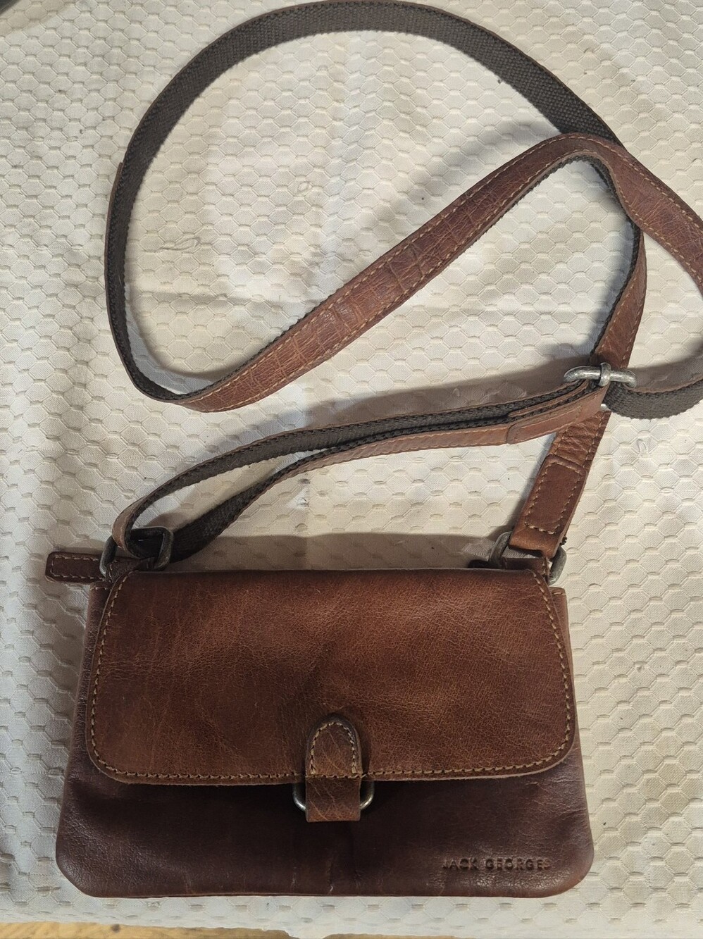 JACK GEORGES Voyager Leather Mini Crossbody Bag